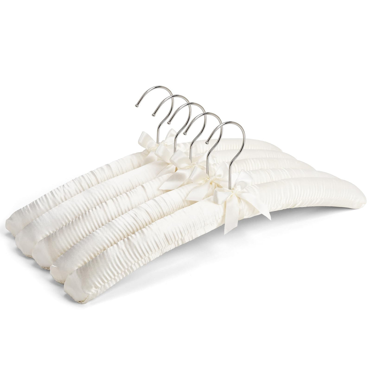 Amber Home 10 Pack Large Ivory Satin Padded Hangers for Women Clothing 17"