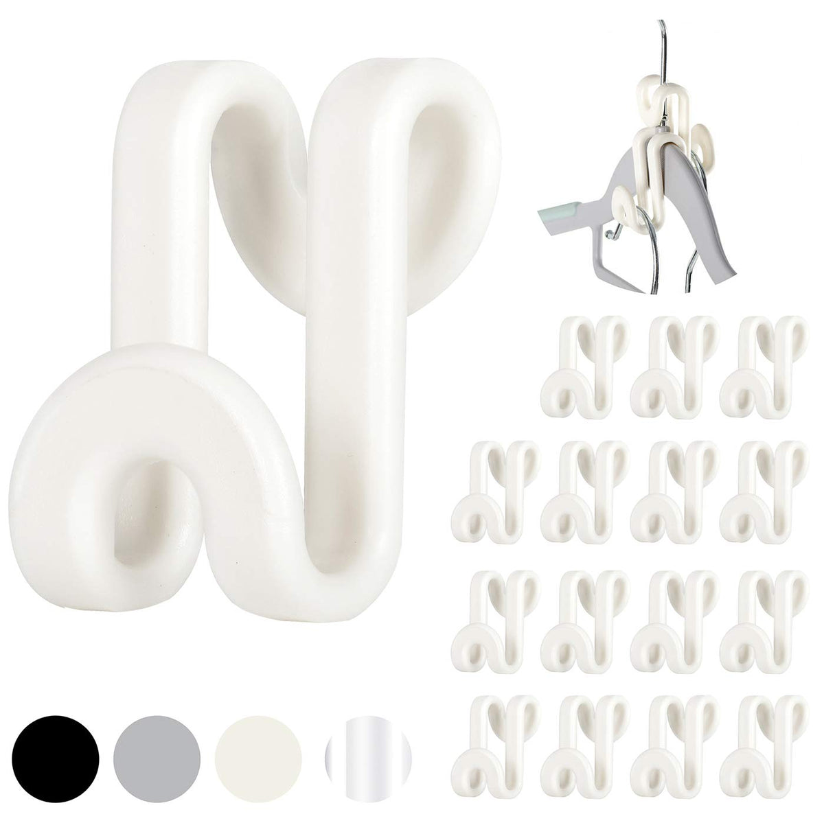 Mlici 60 Pack Space Saving Hanger Hooks, Connector Hooks for Closet, Clear