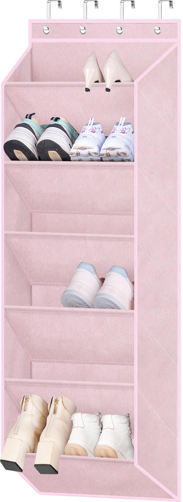 SLEEPING LAMB Over The Door Shoe Organizer for Closet with Large Deep Pockets, Narrow Shoe Rack for Door Hanging Boots Storage, Black