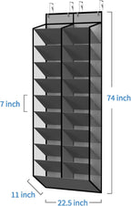 KEEPJOY 20-30 Pairs Grey Over the Door Shoe Organizer, Mesh Hanging Shoe Rack for Door Storage with 20 Wide Deep Pockets,10-Tier Door Shoe Holder Fits Sneakers, Boots.