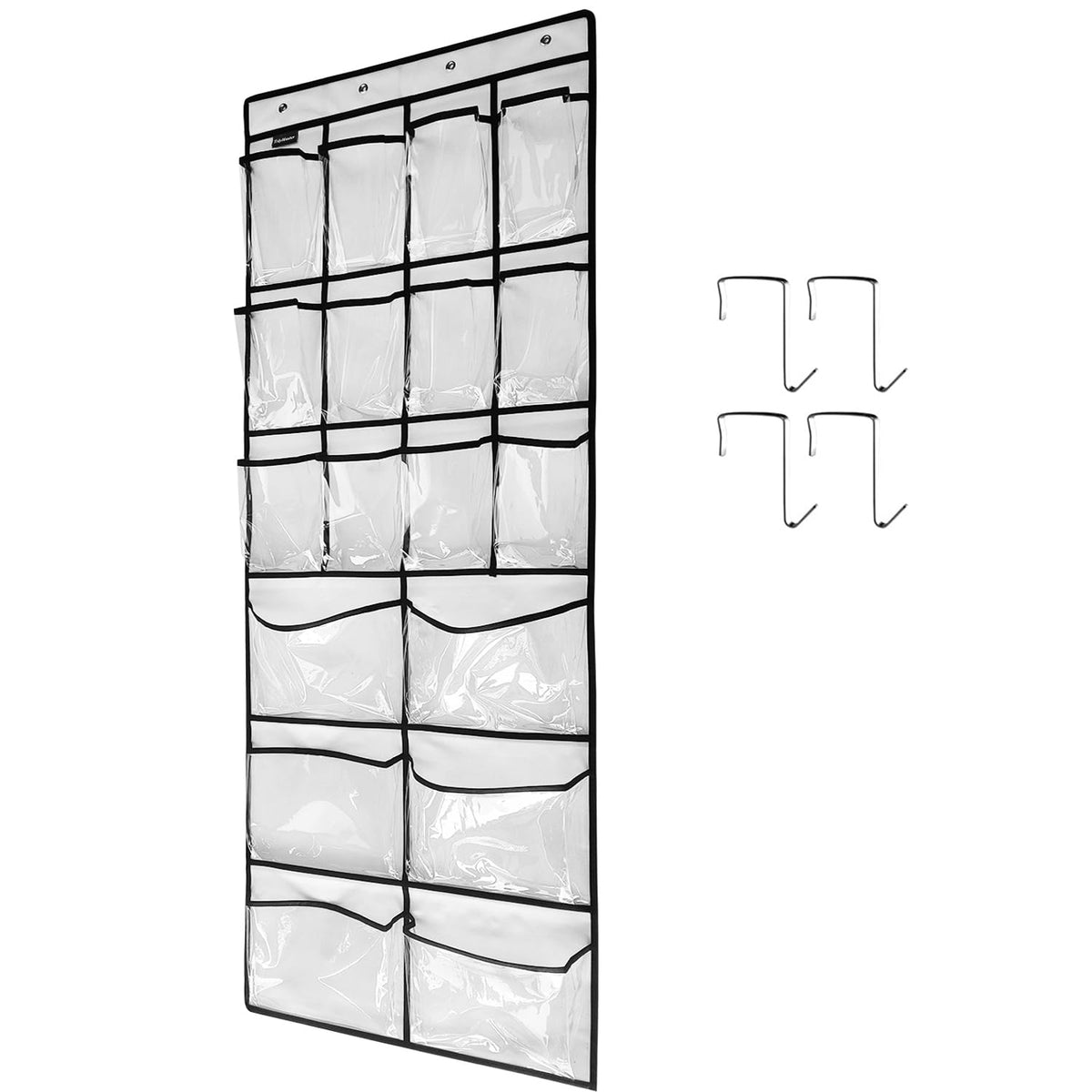 Extra Large Hanging Crystal Clear Over Door Shoe Organizers, Closet Shoe Organizer Shoe Rack Organizer Shoe Storage, 12+6Pockets, 4Hooks, white (59"x 21.6")