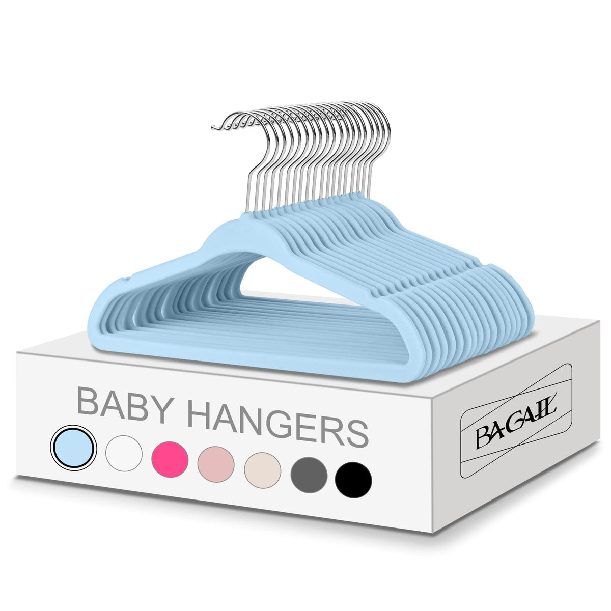 BAGAIL 50 Pack Kids Velvet Hangers 11 Inches Children's Clothes Hangers Non-Slip Baby Hangers for Infant/Toddler (Grey)