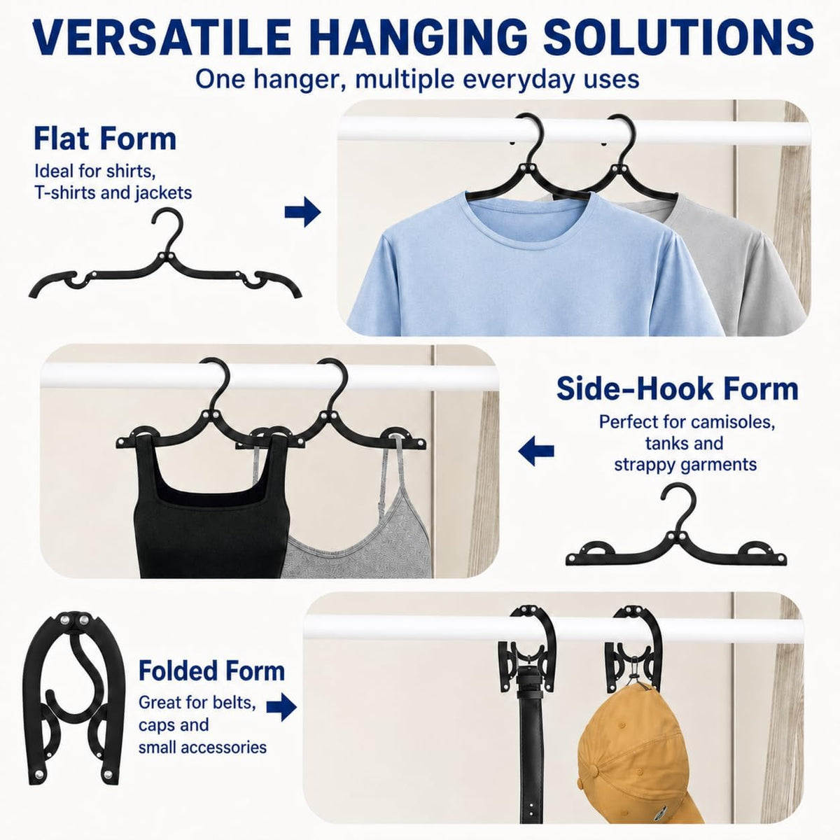 12 PCS Travel Hangers - Cruise Ship Essentials Portable Folding Clothes Hangers Travel Essentials Foldable Clothes Drying Rack for Travel (Black)