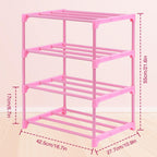 HITHIM 4-Tier Free Standing Pink Shoe Racks, Lightweight Stackable Shelf