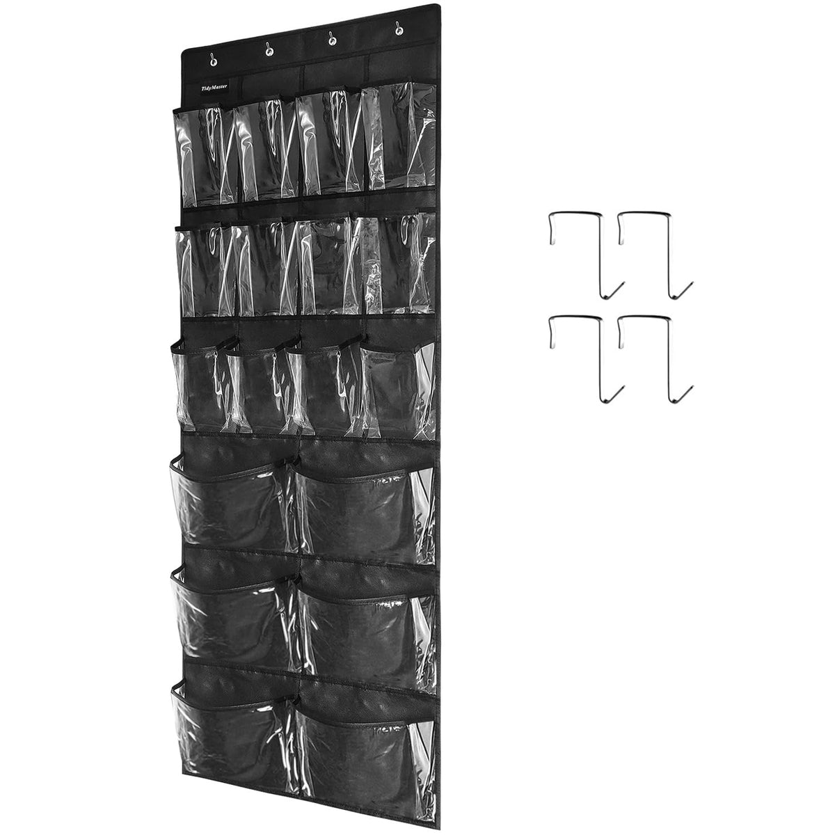 Extra Large Hanging Crystal Clear Over Door Shoe Organizers, Closet Shoe Organizer Shoe Rack Organizer Shoe Storage, 12+6Pockets, 4Hooks, white (59"x 21.6")