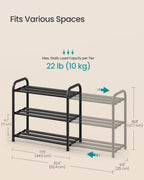 SONGMICS Expandable Shoe Rack, 3-Tier Shoe Organizer, Holds 6-12 Pairs