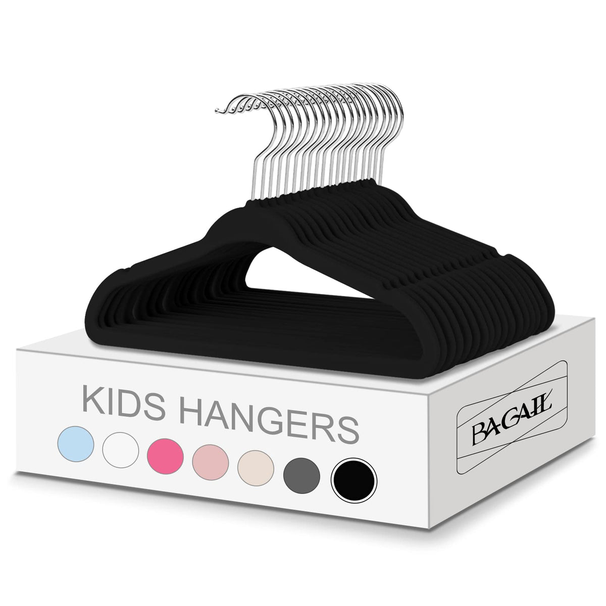 BAGAIL 50 Pack Kids Velvet Hangers 11 Inches Children's Clothes Hangers Non-Slip Baby Hangers for Infant/Toddler (Grey)