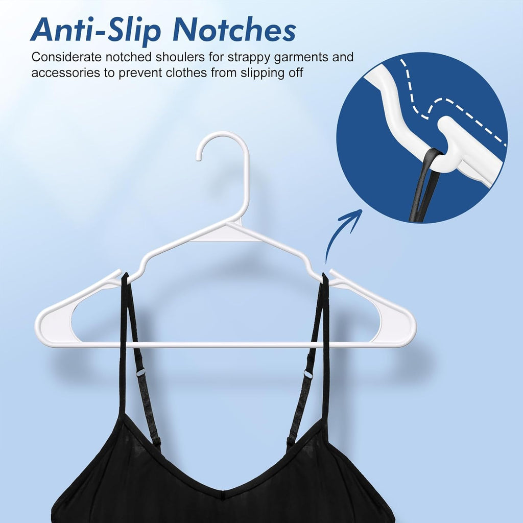 HOUSE DAY White Plastic Hangers 16 Pack – Slim Space Saving Clothes Hangers