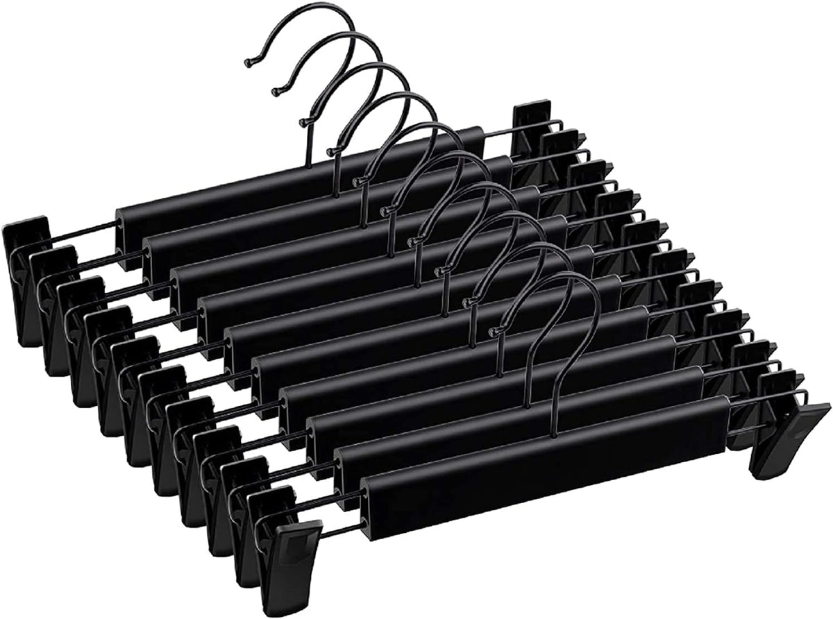 Pants Hangers with Clips, Skirt Hangers, 10 Pack, Black