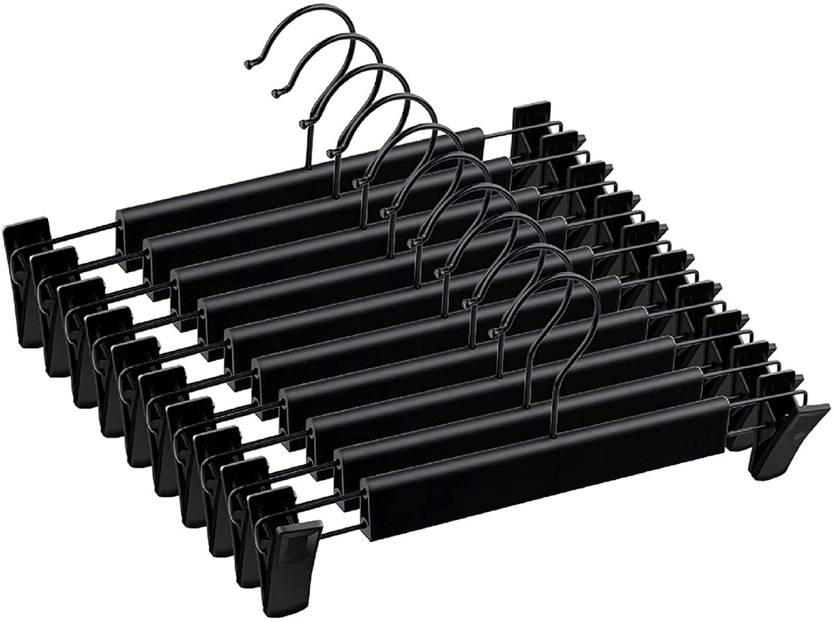 Pants Hangers with Clips, Skirt Hangers, 10 Pack, Black