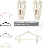 TOFIIGREM Velvet Hanger Clips for Velvet Hangers - 20 PCS Beige Non-Slip Velvet Clip for Skirt Hanger, Strong Flocking Clips Fit for Ivory Velvet Hangers
