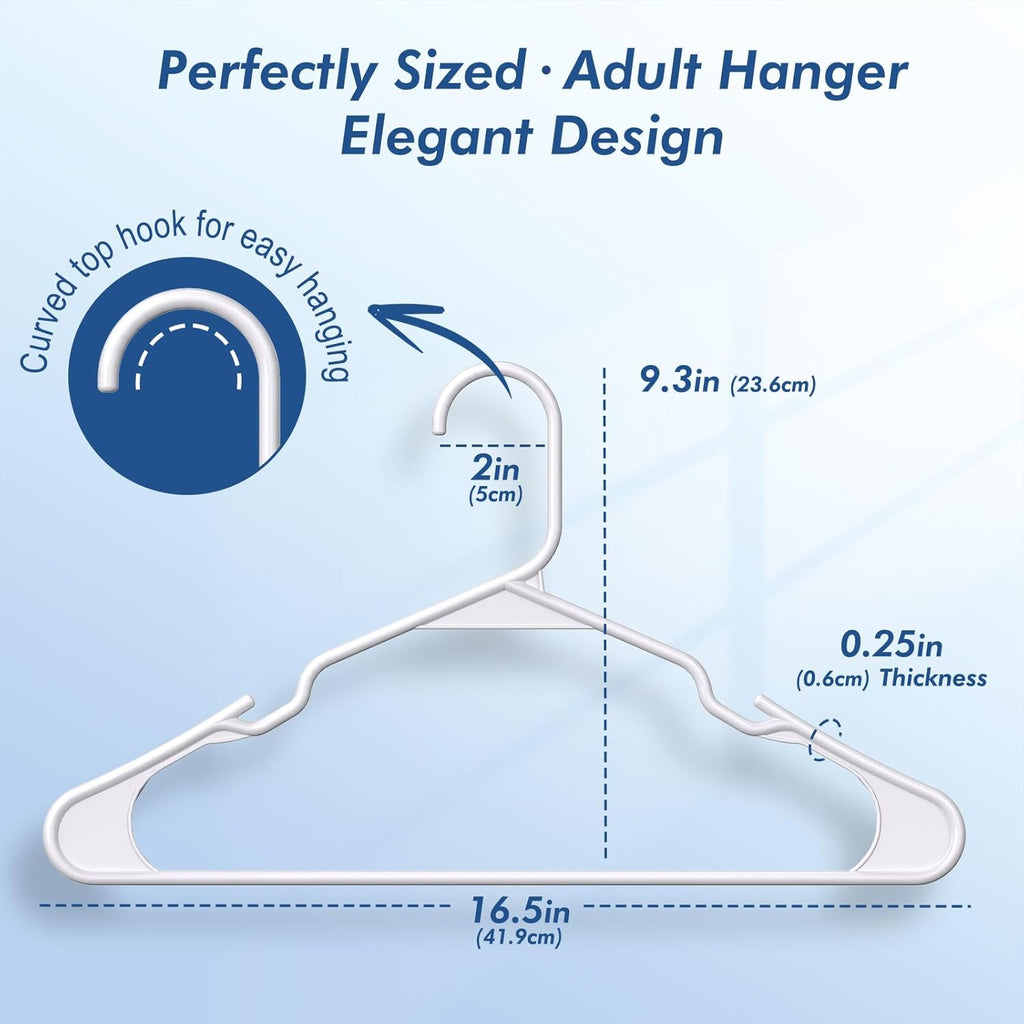 HOUSE DAY White Plastic Hangers 16 Pack – Slim Space Saving Clothes Hangers