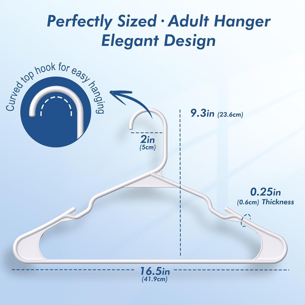 HOUSE DAY White Plastic Hangers 16 Pack – Slim Space Saving Clothes Hangers