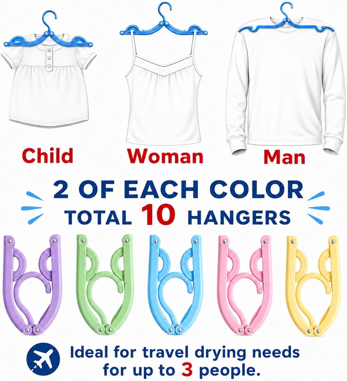 10 Pcs Travel Hangers Cruise Ship Essentials Accessories Portable Folding Clothes Hanger Foldable Drying Rack