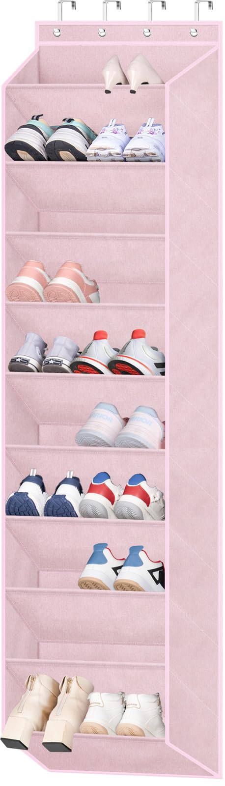 SLEEPING LAMB Over The Door Shoe Organizer for Closet with Large Deep Pockets, Narrow Shoe Rack for Door Hanging Boots Storage, Black