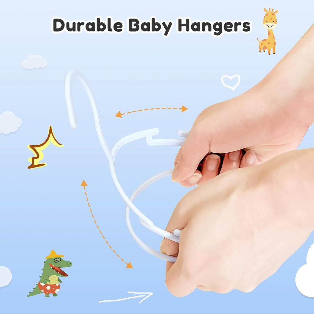 Baby Hangers 100 Pack Non-Slip Kids Plastic Hangers for Closet, Space Saving Toddler Hanger for Infant Clothing, Childrens Hanger for Child, White