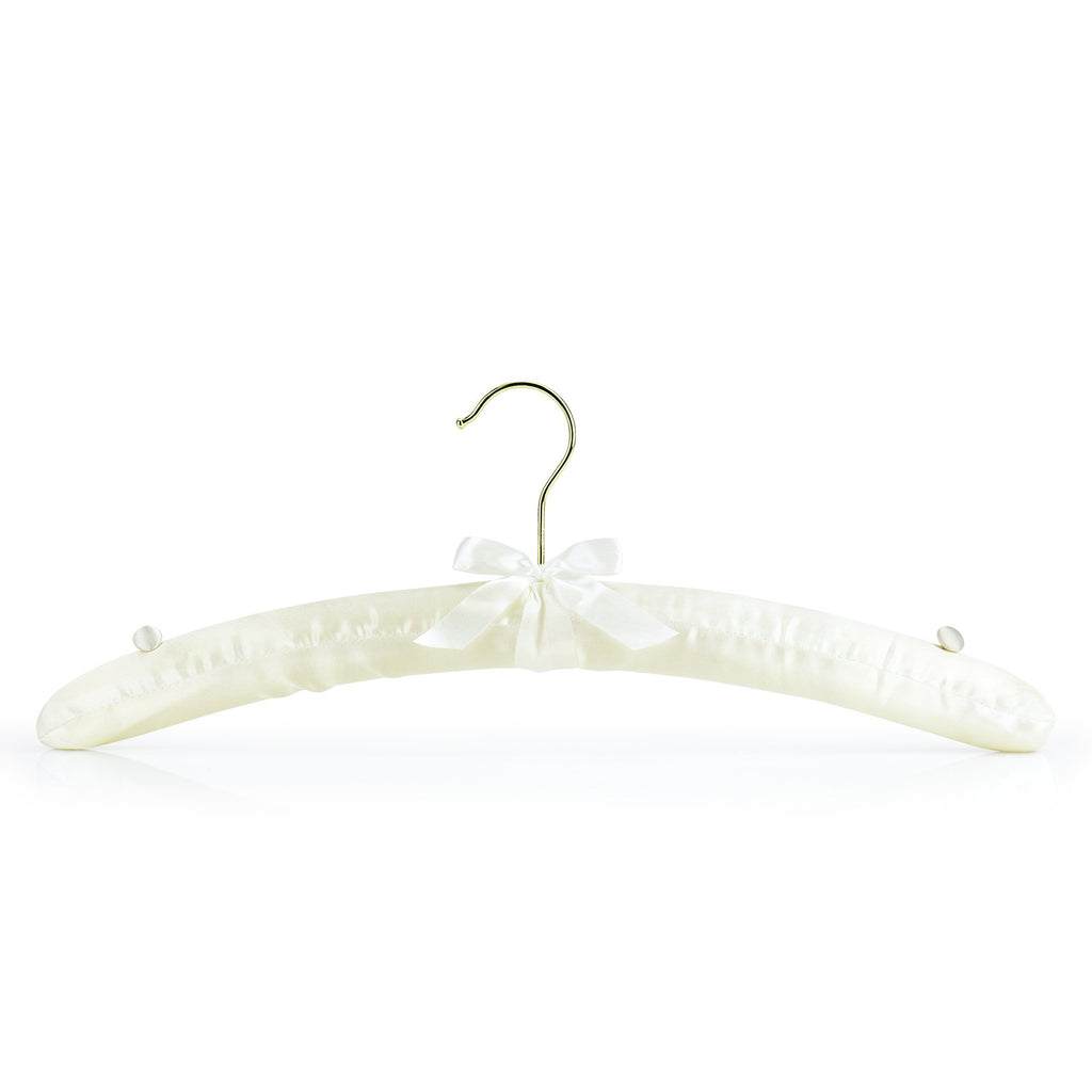 HANGERWORLD Ivory Satin Padded Hangers 17inch with Non-Slip Buttons for Strappy Dresses, Ideal Bridal Bride Hanger for Wedding