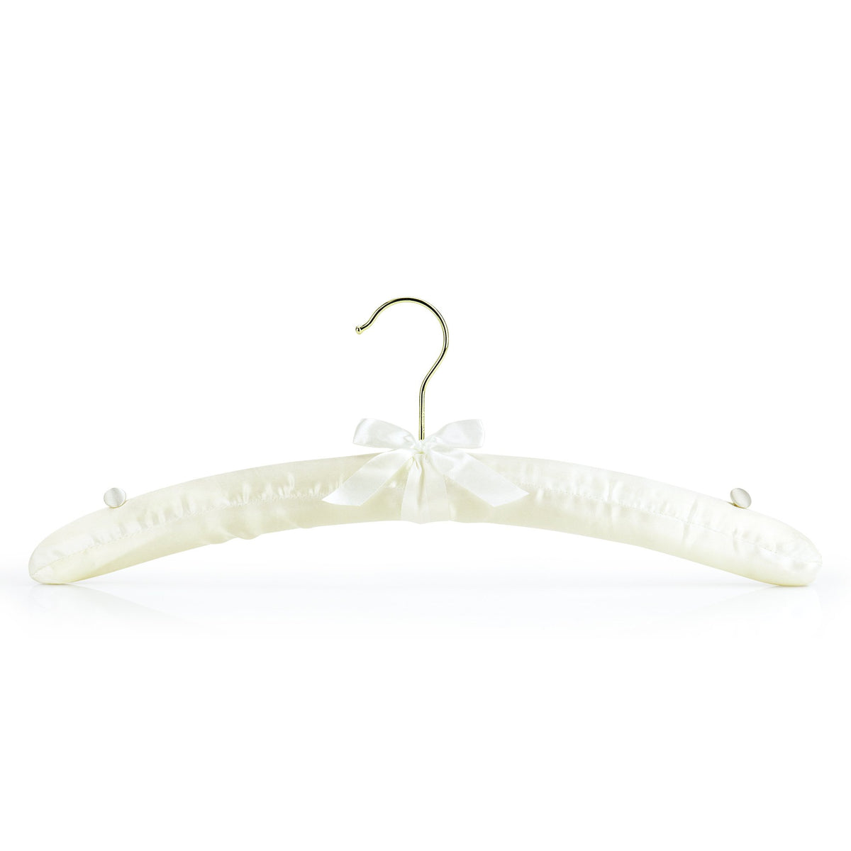 HANGERWORLD Ivory Satin Padded Hangers 17inch with Non-Slip Buttons for Strappy Dresses, Ideal Bridal Bride Hanger for Wedding