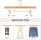 HOUSE DAY Wooden Pants Hangers with Clips, 25 Pack Skirt Hangers, Natural