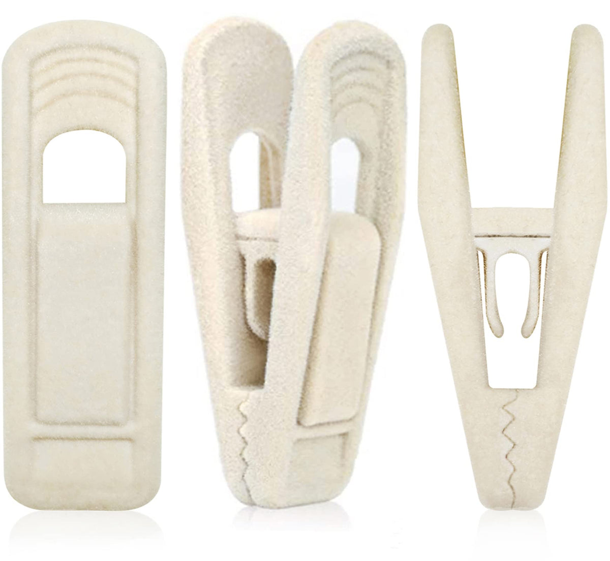 TOFIIGREM Velvet Hanger Clips for Velvet Hangers - 20 PCS Beige Non-Slip Velvet Clip for Skirt Hanger, Strong Flocking Clips Fit for Ivory Velvet Hangers