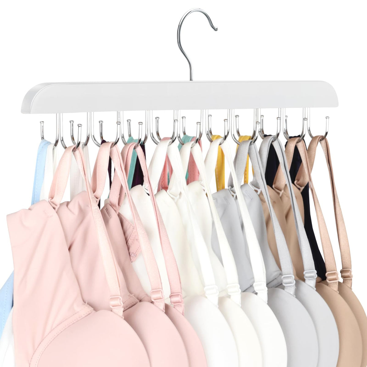 Tank Top Hanger with 40 Hooks for Closet Organizer, Premium Wood Bra Hanger