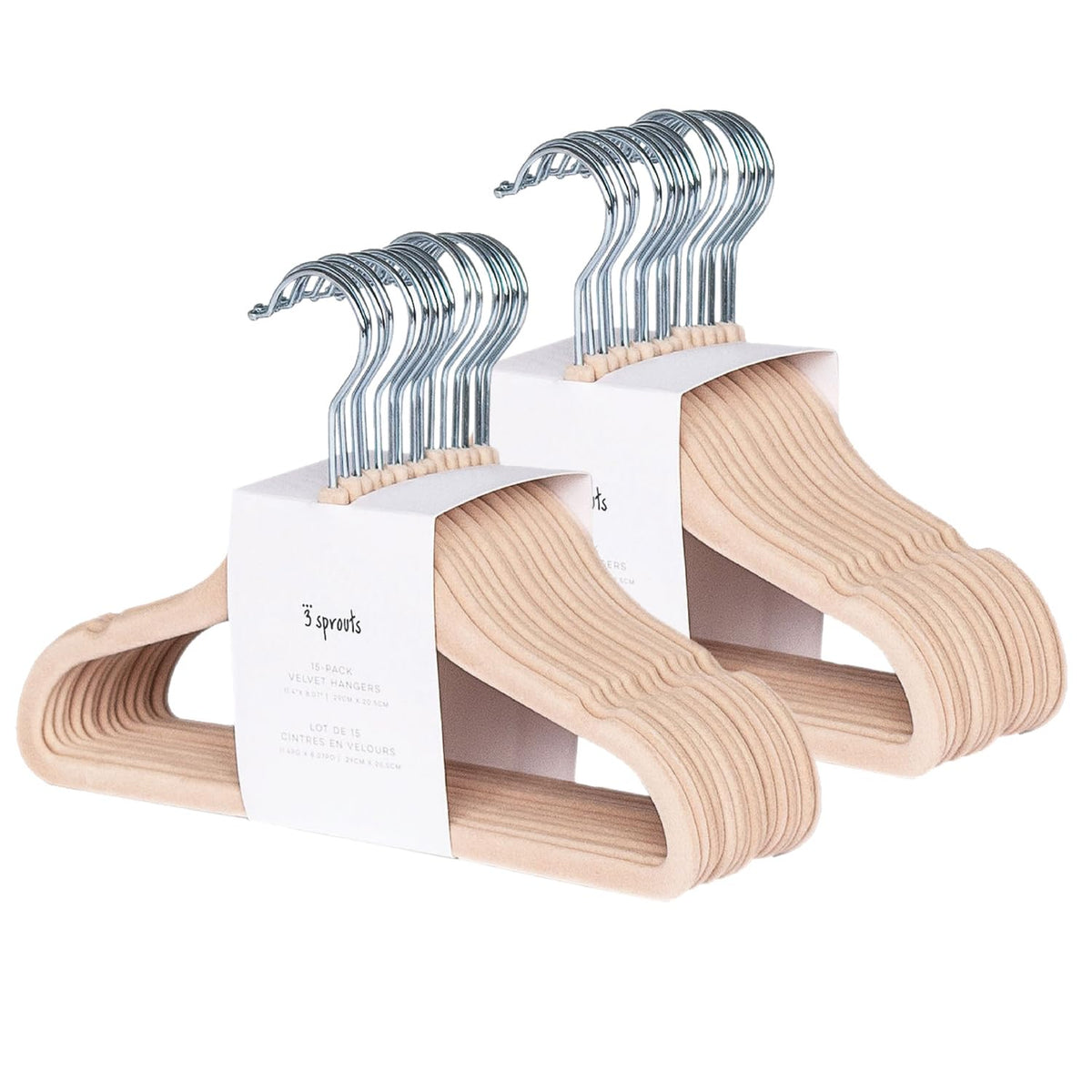 3 Sprouts Velvet Baby Hangers, Non Slip Slim, Cream, 30 Pack
