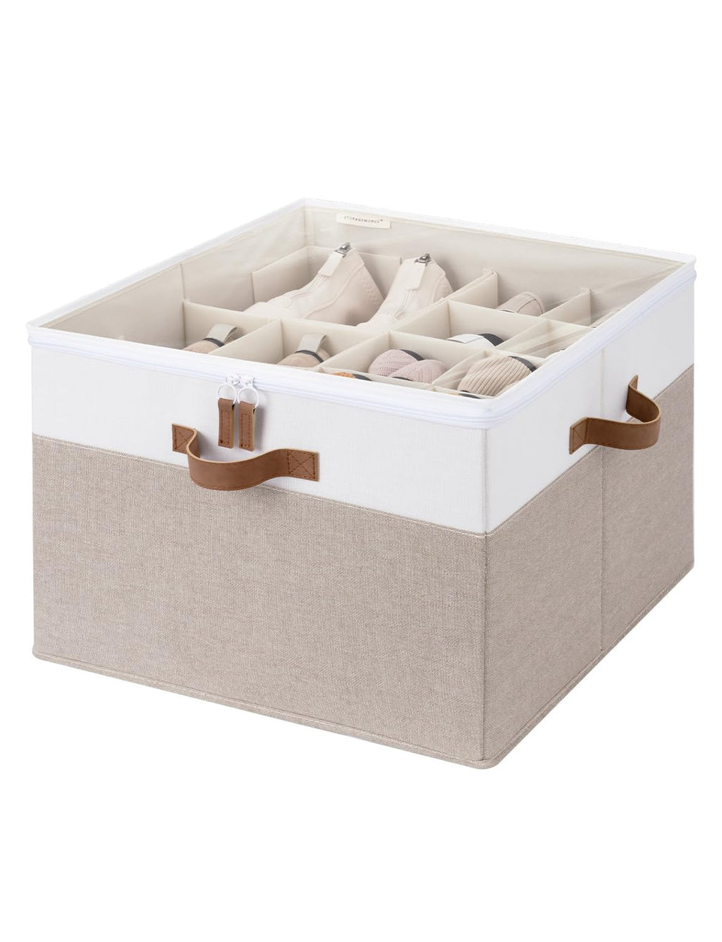 StorageWorks 2-Pack 32-Pair Shoe Storage Organizer for Closet, Beige