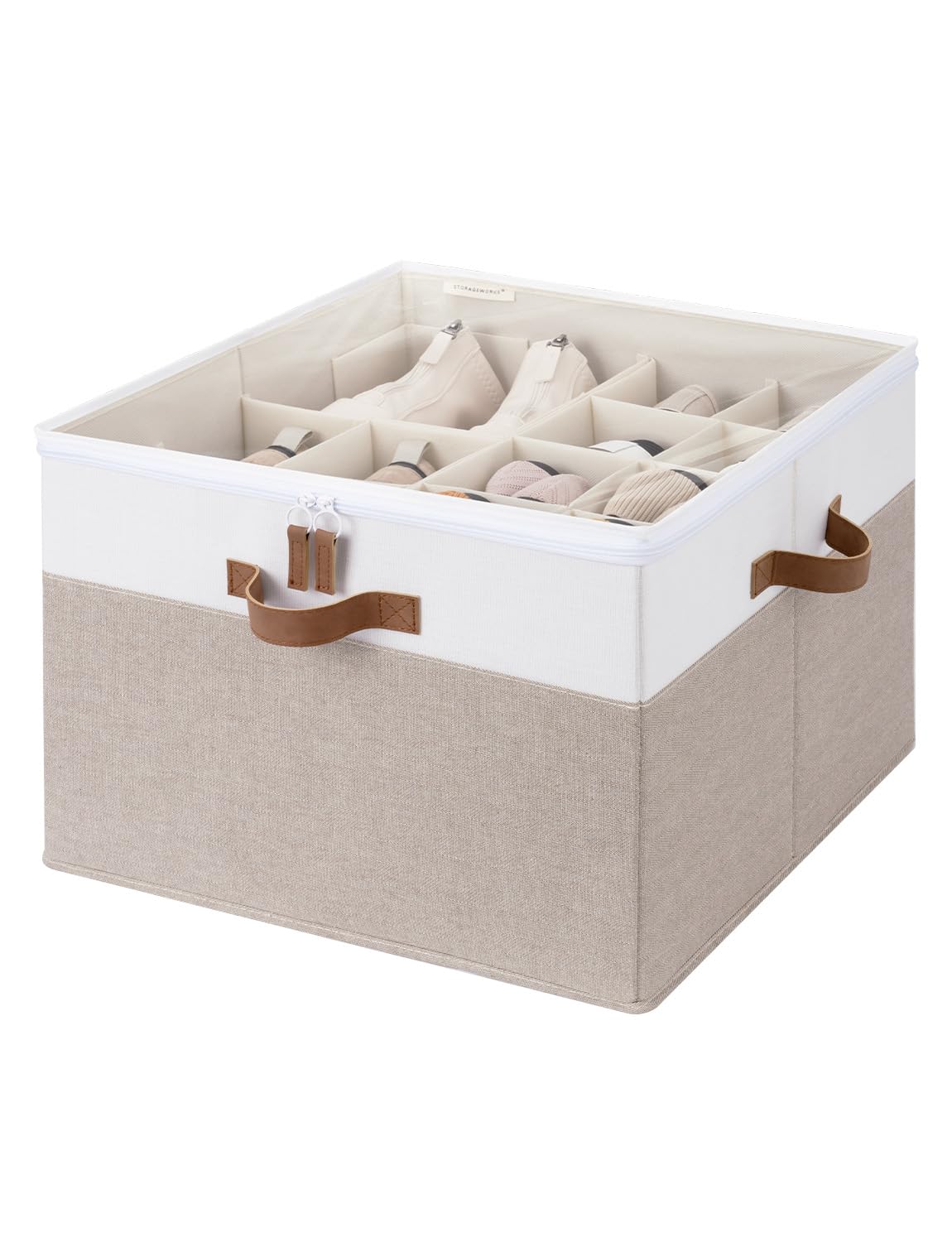 StorageWorks 2-Pack 32-Pair Shoe Storage Organizer for Closet, Beige