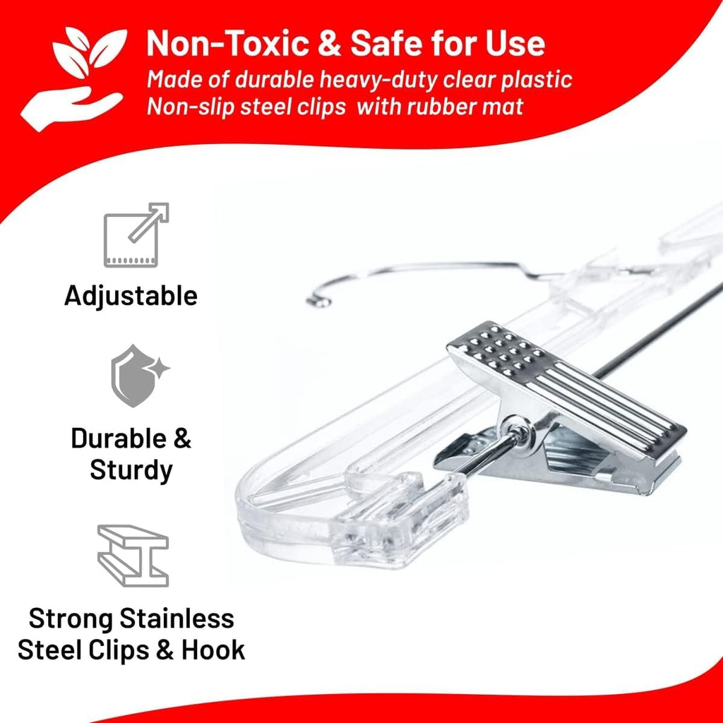 DEILSY™ Pants Hangers with Clips 12 Pack Skirt Hangers Clear Plastic