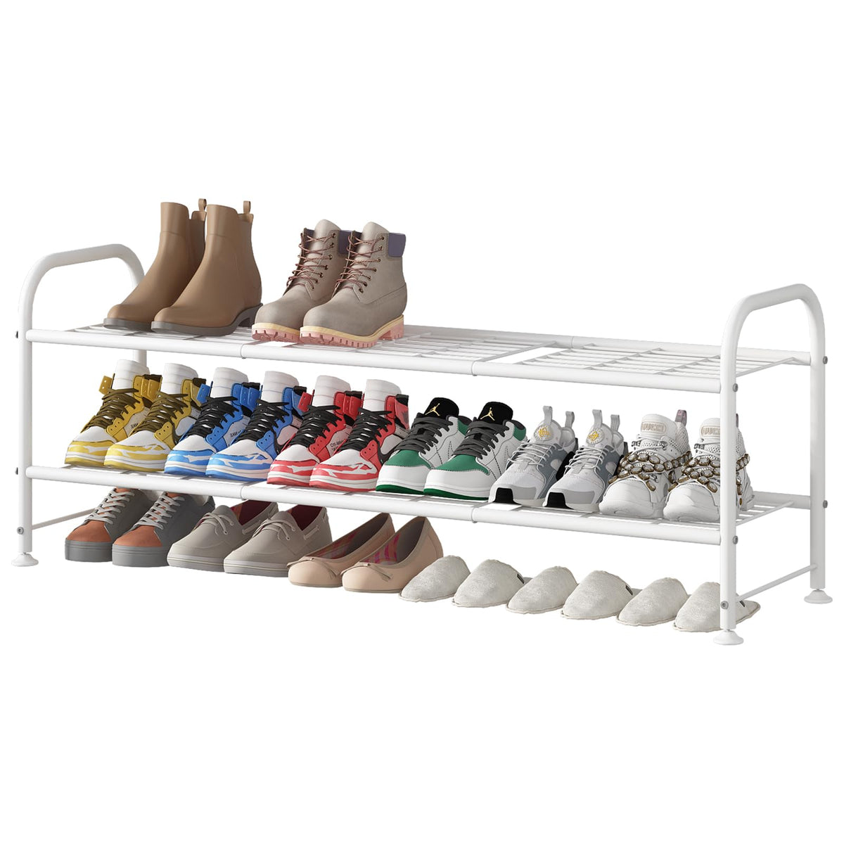 LINZINAR 3 Tier Long Shoe Rack for Closet Metal Shoe Organizer for Entryway