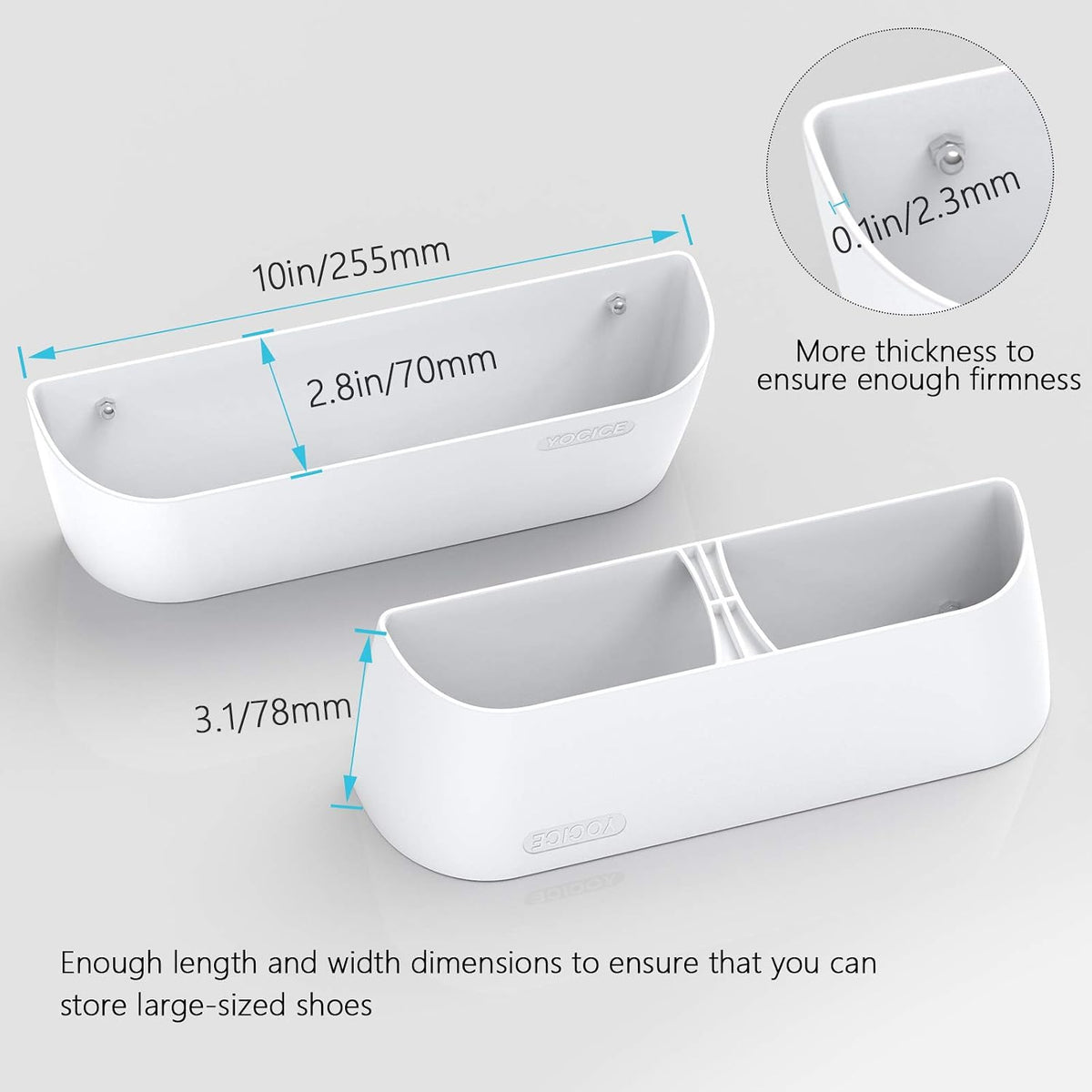 4Pack Wall Shoe Rack, Adhesive or Screw Mount for RV, White