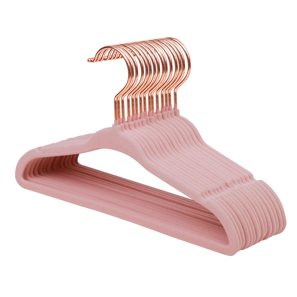 ManGotree 11" Baby Velvet Hangers Non-Slip Kids Hangers 15 Pack Light Pink