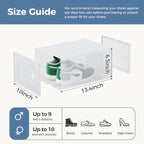 DUMOS Shoe Storage Boxes, 12-Pack Stackable Clear Shoe Containers with Lids, Display Sneaker Case Organizer for Closet, Under Bed, Entryway,White, Fit Size 11