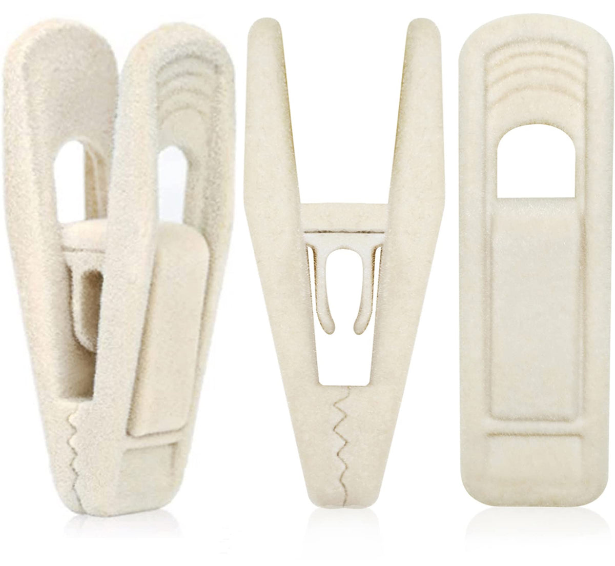 TOFIIGREM Velvet Hanger Clips for Velvet Hangers - 20 PCS Beige Non-Slip Velvet Clip for Skirt Hanger, Strong Flocking Clips Fit for Ivory Velvet Hangers