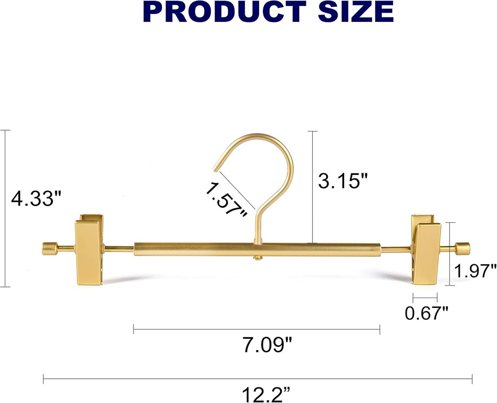 Amber Home 10 Pack Matte Gold Aluminum Pants Hangers, Metal Skirt Hangers