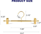 Amber Home 10 Pack Matte Gold Aluminum Pants Hangers, Metal Skirt Hangers