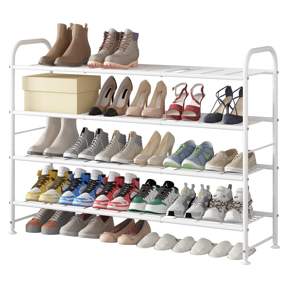 LINZINAR 3 Tier Long Shoe Rack for Closet Metal Shoe Organizer for Entryway