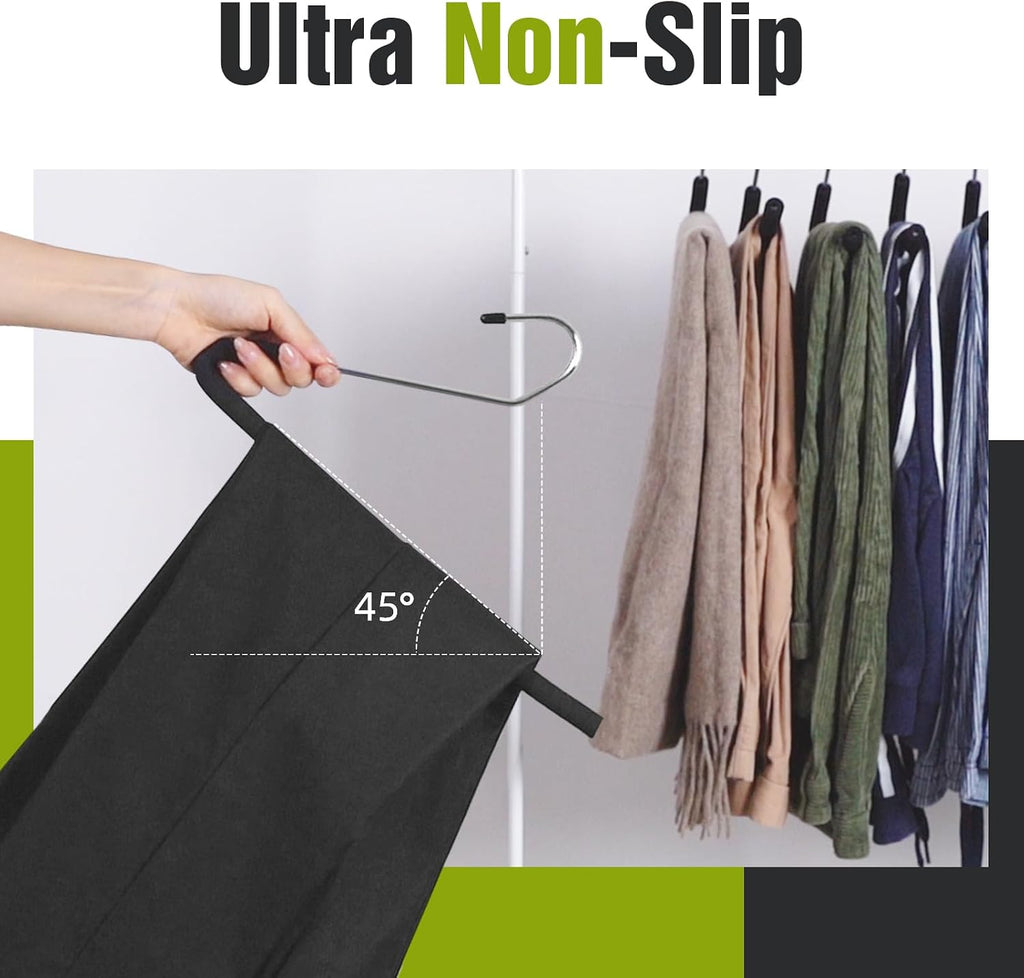 Foam Padded Non Slip Women Men Slacks Trouser Pants Hangers Black 10