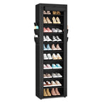 VTRIN Vertical Narrow Shoe Rack Organizer 10 Tier Tall Shoe Shelf Holds 20-22 Pairs with Non-Woven Dustproof Cover for Closet, Entryway Black