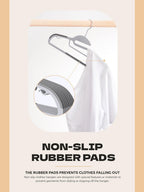 HOUSE DAY Grey Plastic Hangers 50 Pack, Slim Space Saving, Non Slip Hangers with Rubber Pads, Sturdy Heavy Duty Coat Hanger for Closet, S-Shaped Clothes Hanger for Shirt, Suit, Pant, Skirt