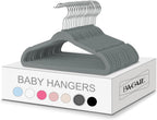 BAGAIL 50 Pack Kids Velvet Hangers 11 Inches Children's Clothes Hangers Non-Slip Baby Hangers for Infant/Toddler (Grey)