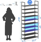 Simple Trending Tall Shoe Rack Storage Holds 40 Pairs, 10 Tier Shoe Organizer Shelf Large Capacity for Entryway Closet, Black