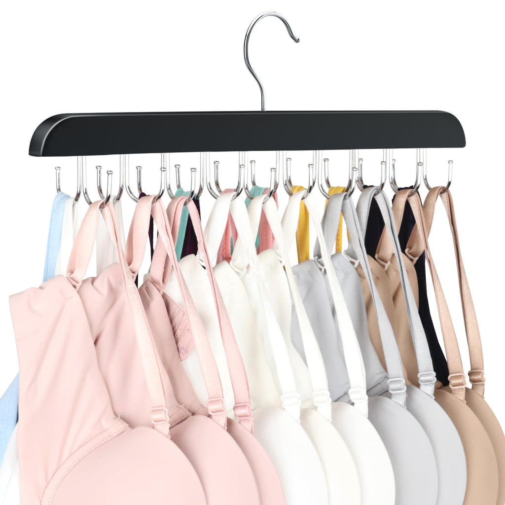 Tank Top Hanger with 40 Hooks for Closet Organizer, Premium Wood Bra Hanger