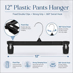 Smartor Black Pants Hangers 30 Pack, Skirt Hangers with Clips, 12 Inch