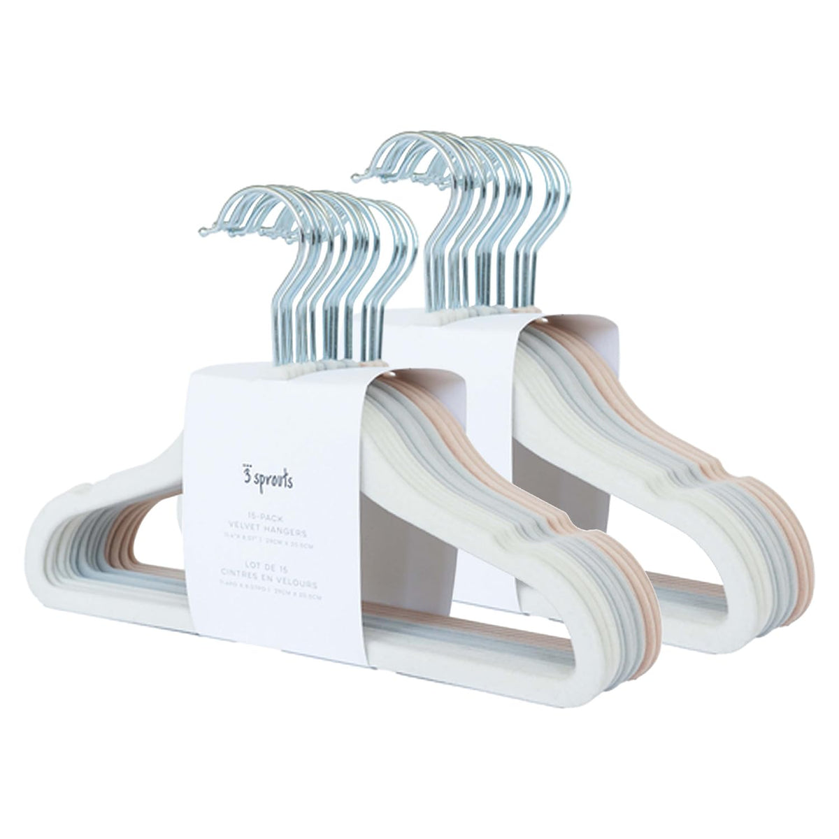 3 Sprouts Velvet Baby Hangers, Non Slip Slim, Cream, 30 Pack