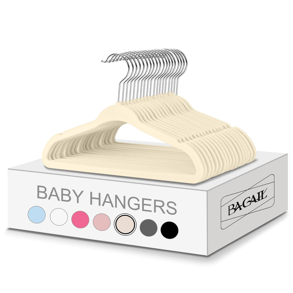 BAGAIL 50 Pack Kids Velvet Hangers 11 Inches Children's Clothes Hangers Non-Slip Baby Hangers for Infant/Toddler (Grey)