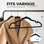 Our Modern Space 100 Pack Velvet Hanger for Shirt Pants Dresses Skirts Suits Jackets - Slim Space Saving Design - Standard Coat Hanger - Sturdy & Durable Design with Shoulder Grooves Hook
