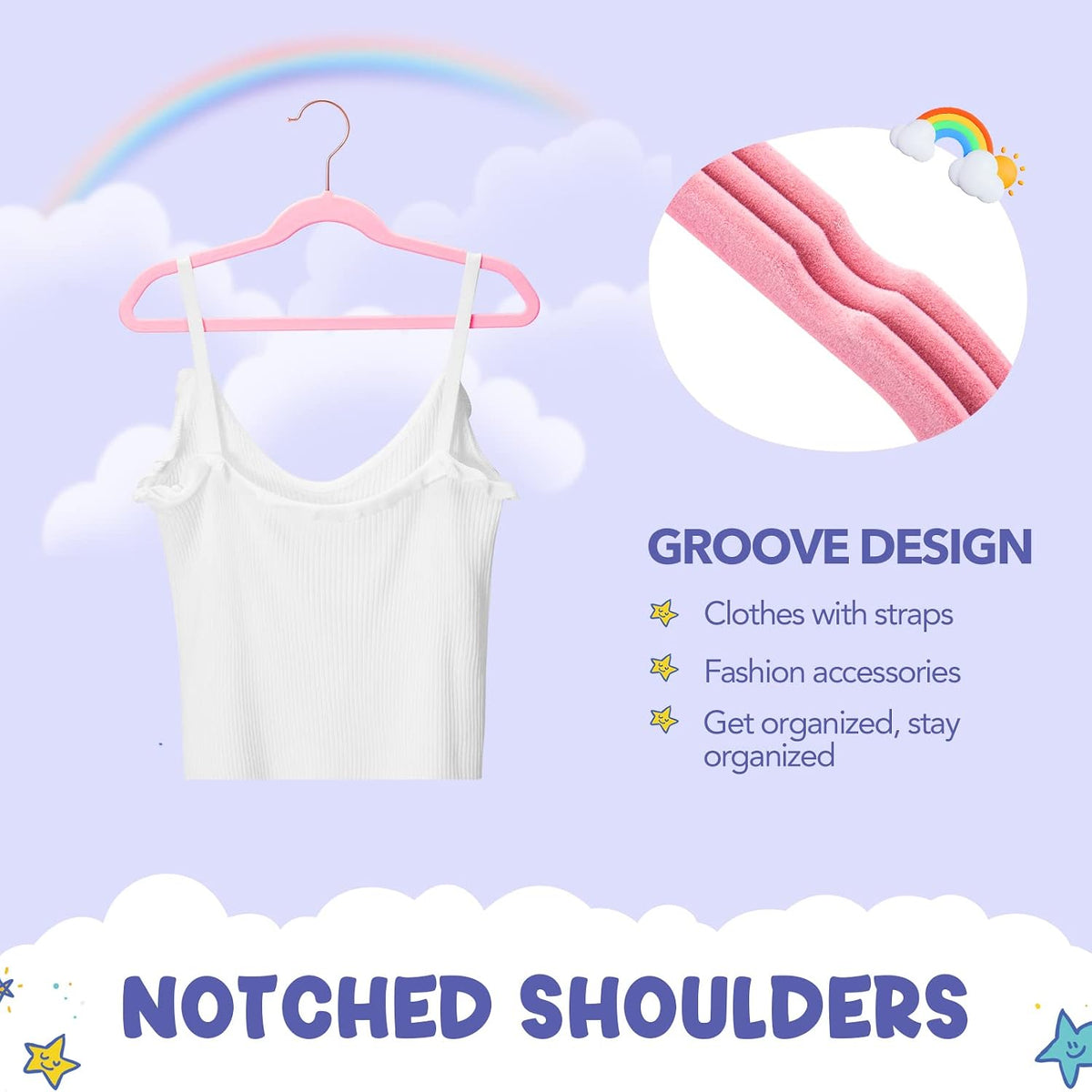 HOUSE DAY Velvet Kids Hangers 60 Pack, Premium Childrens Hangers for Closet