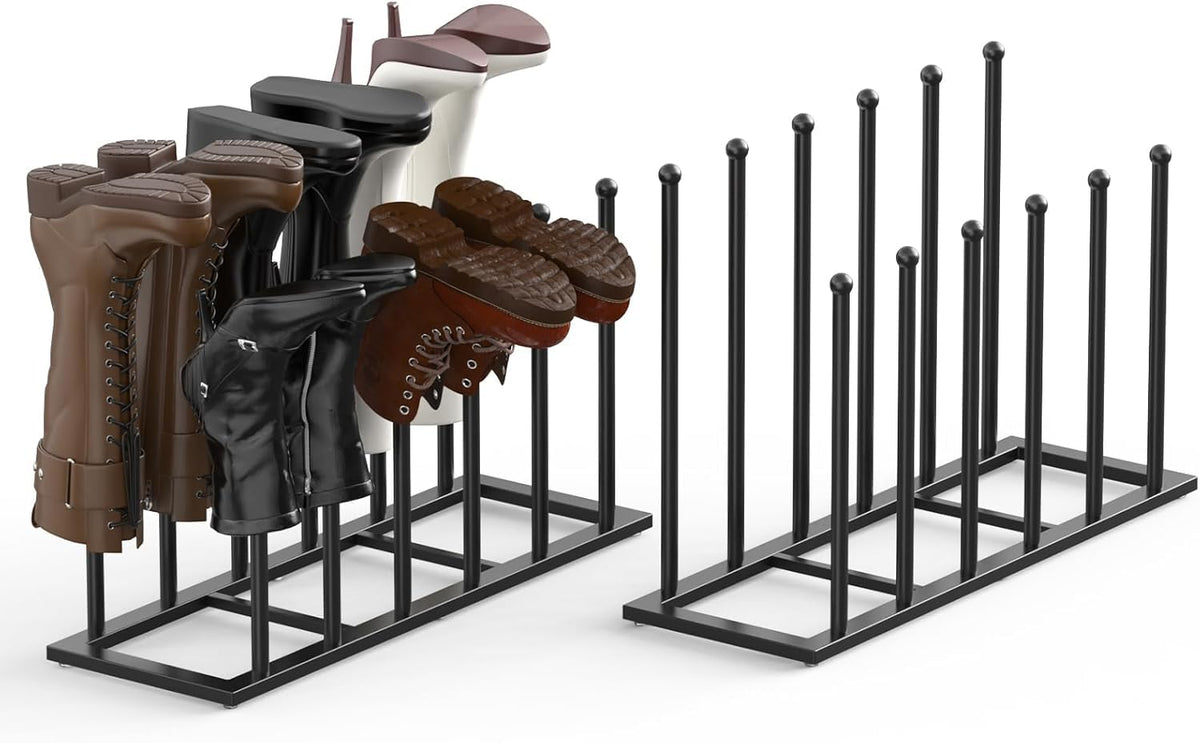 HzTinT Boot Rack for Tall Boots, 19.5" Boot Organizer Holds 6 Pairs, Black