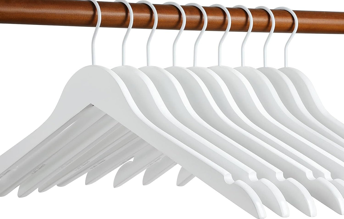 TOPIA HANGER Bride Hanger for Wedding Dress, Premium White Wooden Hangers, 360° Swivel White Hook, Smooth Finish, Extra Smoothly Cut Notches, 10 Pack-CT06W